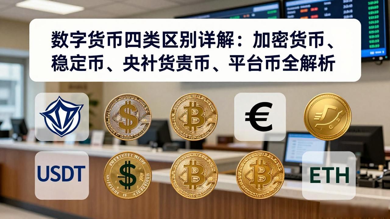 数字货币四类区别详解：加密货币、稳定币、央行数字货币、平台币全解析